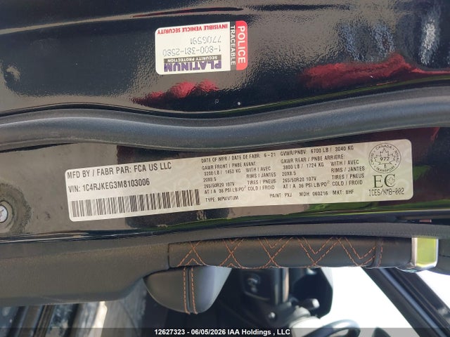 1C4RJKEG3M8103006 Jeep Grand Cherokee L Summit