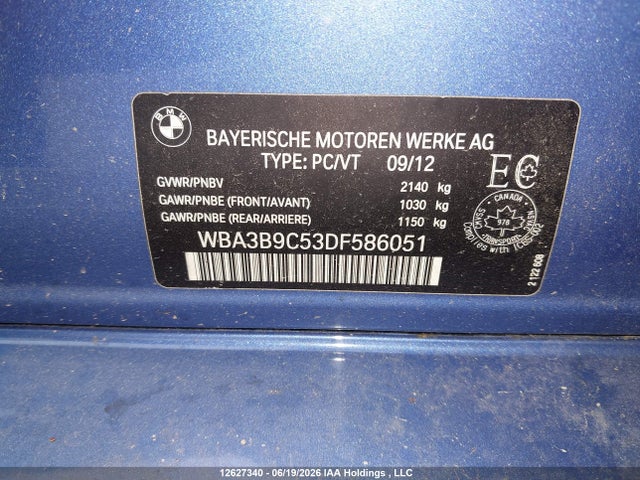 12627340 :رقم المزاد ، WBA3B9C53DF586051 vin ، 2013 Bmw 335i Xdrive مزاد بيع