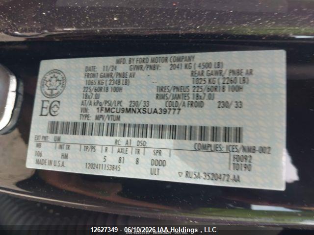12627349 :رقم المزاد ، 1FMCU9MNXSUA39777 vin ، 2025 Ford Escape St Line مزاد بيع