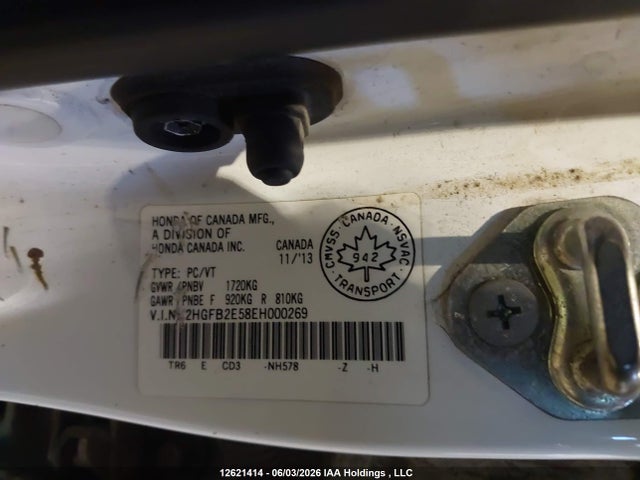 2014 Honda Civic Ex მანქანა იყიდება აუქციონზე, vin: 2HGFB2E58EH000269, აუქციონის ნომერი: 12621414