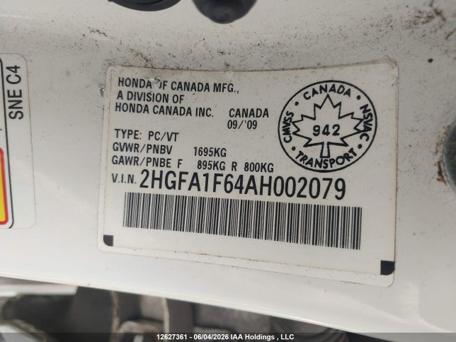 Продаж на аукціоні авто 2010 Honda Civic Lx-s, vin: 2HGFA1F64AH002079, номер лоту: 12627361