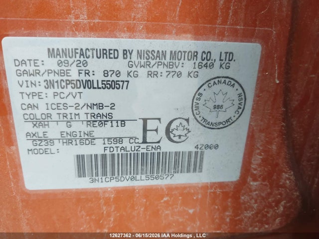 Nissan KICKS SR 2020 3N1CP5DV0LL550577 Image 9