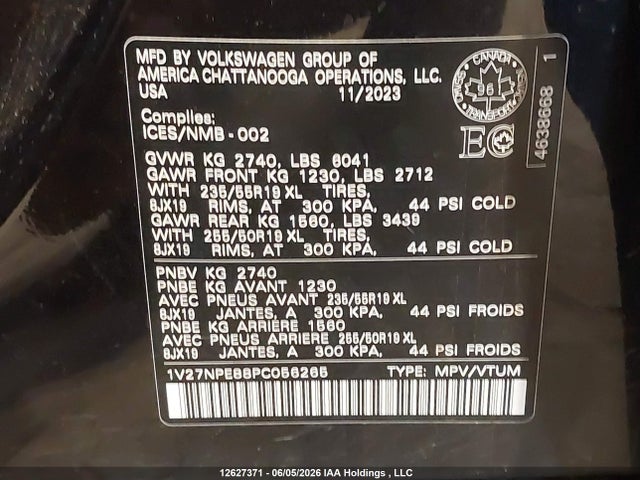 12627371 :رقم المزاد ، 1V27NPE88PC056265 vin ، 2023 Volkswagen Id.4 Pro مزاد بيع