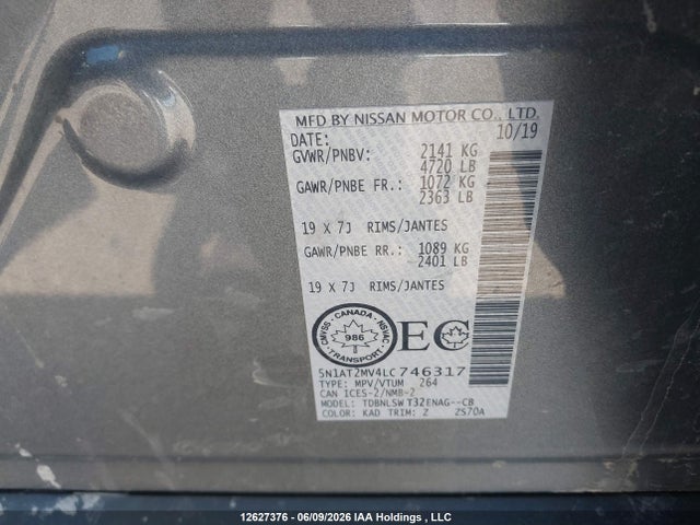 5N1AT2MV4LC746317 Nissan Rogue S/sl/sv