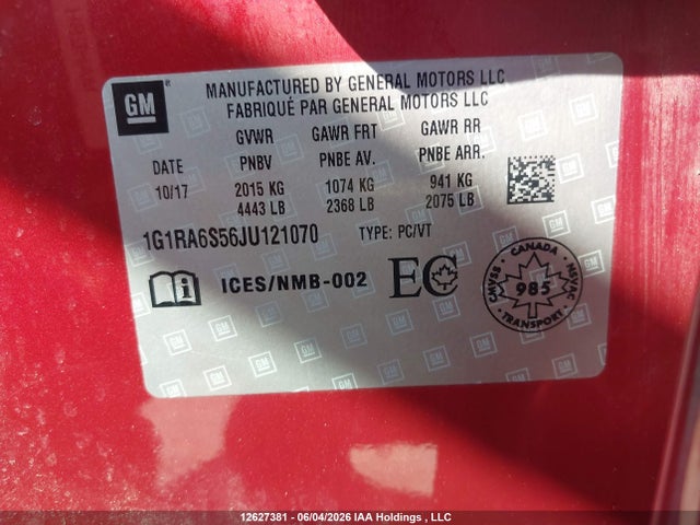 Chevrolet VOLT LT 2018 1G1RA6S56JU121070 Image 9