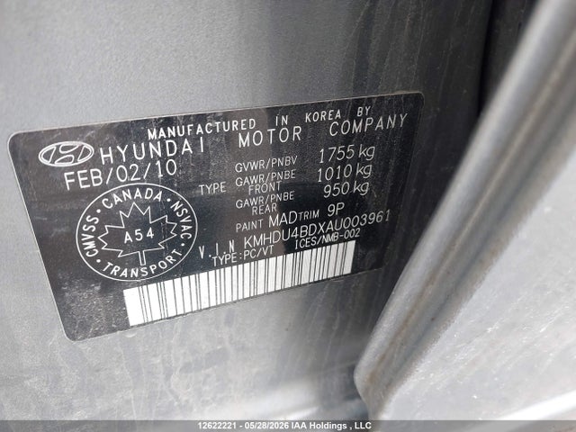 2010 Hyundai Elantra Gl მანქანა იყიდება აუქციონზე, vin: KMHDU4BDXAU003961, აუქციონის ნომერი: 12622221