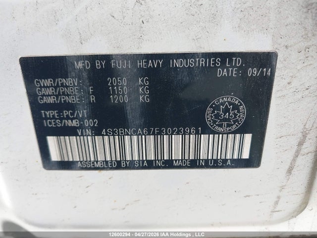 Продаж на аукціоні авто 2015 Subaru Legacy 2.5i, vin: 4S3BNCA67F3023961, номер лоту: 12600294