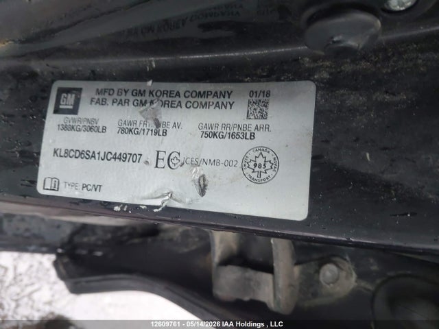 Продаж на аукціоні авто 2018 Chevrolet Spark 1lt Cvt, vin: KL8CD6SA1JC449707, номер лоту: 12609761