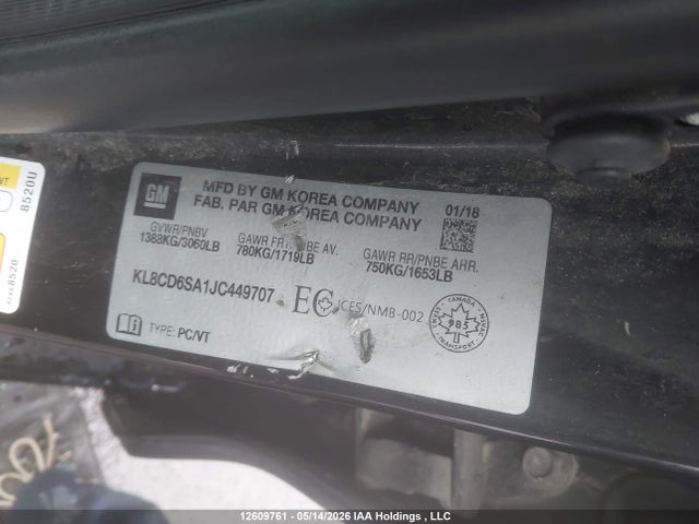 Продаж на аукціоні авто 2018 Chevrolet Spark 1lt Cvt, vin: KL8CD6SA1JC449707, номер лоту: 12609761