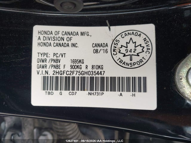 Honda Civic Ex 4dr 2016 2HGFC2F75GH035447 Image 15