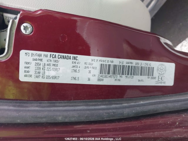 12627453 :رقم المزاد ، 2C4RDGBG1HR575272 vin ، 2017 Dodge Grand Caravan Se مزاد بيع