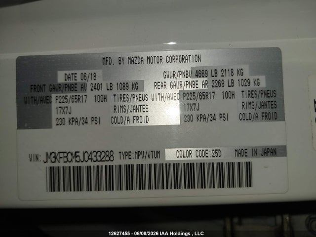 JM3KFBCM5J0433288 Mazda Cx-5 Gs