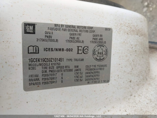 Aukcja sprzedaży 2009 Chevrolet Silverado K1500, vin: 1GCEK19C59Z101451, numer aukcji: 12627456