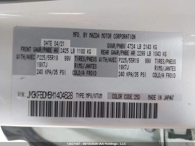 JM3KFBDM5M1404628 Mazda CX-5 GT