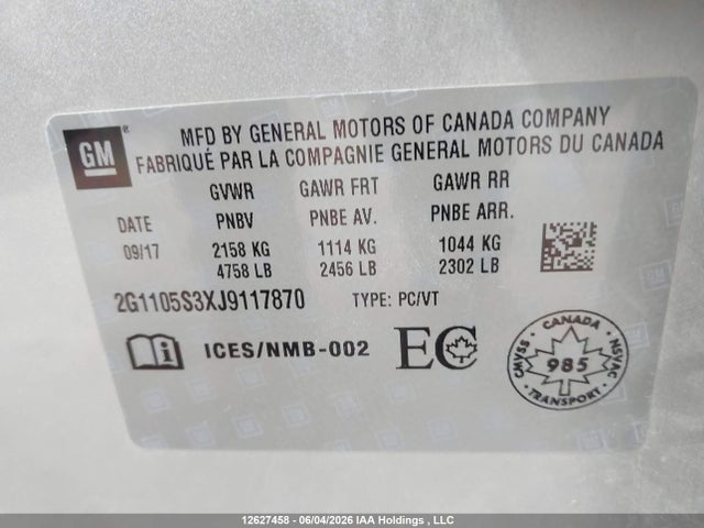 2G1105S3XJ9117870 Chevrolet IMPALA 1LT