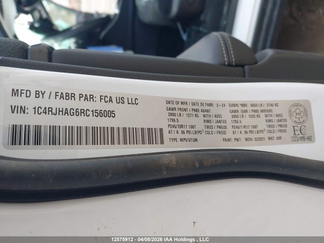 Aukcja sprzedaży 2024 Jeep Grand Cherokee Laredo, vin: 1C4RJHAG6RC156005, numer aukcji: 12575912