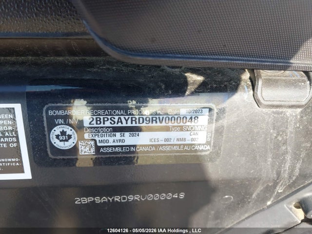 2024 Skidoo  მანქანა იყიდება აუქციონზე, vin: 2BPSAYRD9RV000048, აუქციონის ნომერი: 12604126
