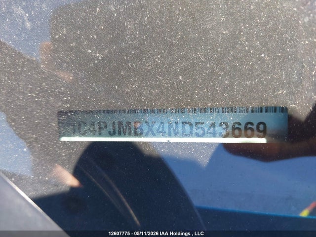 12607775 :رقم المزاد ، 1C4PJMBX4ND543669 vin ، 2022 Jeep Cherokee Trailhawk مزاد بيع
