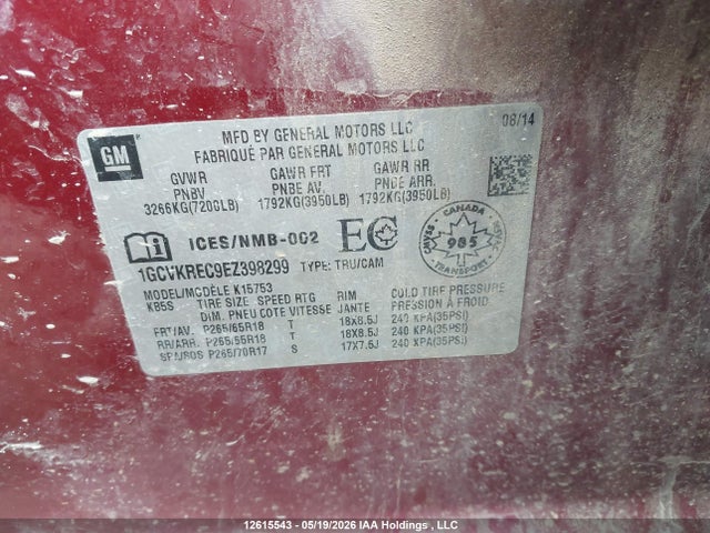 Aukcja sprzedaży 2014 Chevrolet Silverado 1500 1lt/2lt, vin: 1GCVKREC9EZ398299, numer aukcji: 12615543