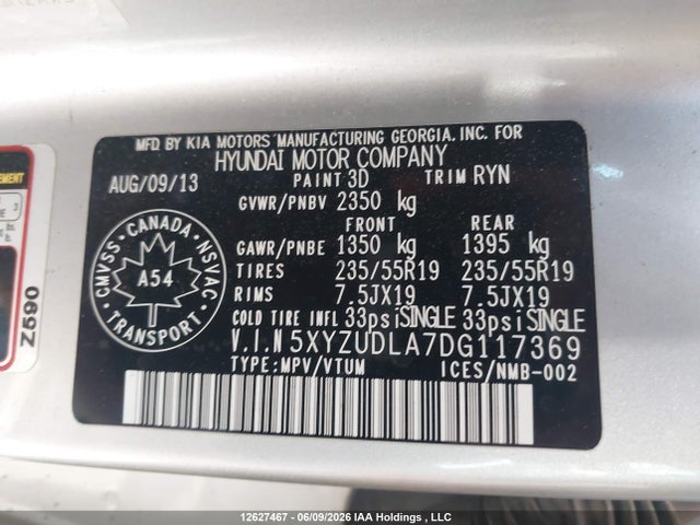 Продаж на аукціоні авто 2013 Hyundai Santa Fe Sport, vin: 5XYZUDLA7DG117369, номер лоту: 12627467