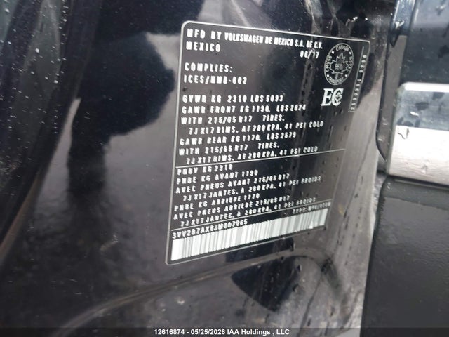 12616874 :رقم المزاد ، 3VV2B7AX6JM007865 vin ، 2018 Volkswagen Tiguan Comfortline مزاد بيع