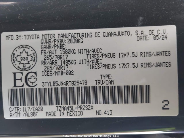 3TYLB5JN4RT025478 Toyota Tacoma