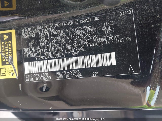 Продажа на аукционе авто 2010 Lexus Rx 350, vin: 2T2BK1BA3AC056712, номер лота: 12627502
