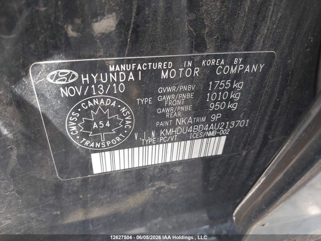 12627504 :رقم المزاد ، KMHDU4BD4AU213701 vin ، 2010 Hyundai Elantra مزاد بيع