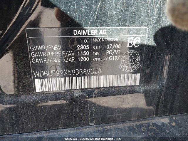 Aukcja sprzedaży 2009 Mercedes-benz E 300 4matic, vin: WDBUF92X59B389328, numer aukcji: 12627531