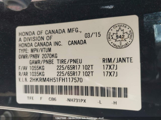 Honda CR-V EX 2015 2HKRM4H51FH117570 Image 19