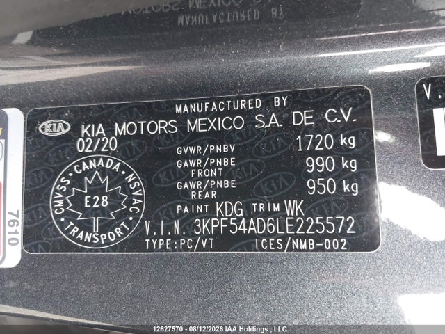 Продаж на аукціоні авто 2020 Kia Forte Ex/ex Limited/ex Premium/ex+, vin: 3KPF54AD6LE225572, номер лоту: 12627570
