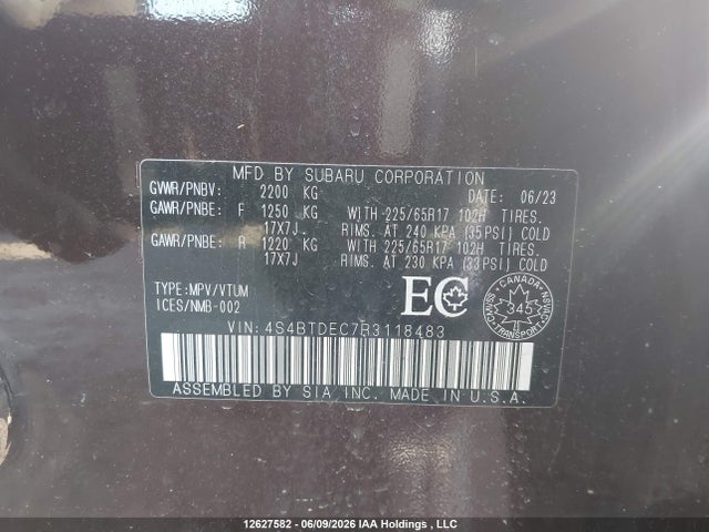 Продажа на аукционе авто 2024 Subaru Outback Touring, vin: 4S4BTDEC7R3118483, номер лота: 12627582