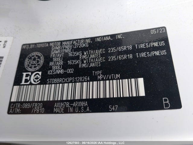 Toyota Highlander Hybrid Le 2023 5TDBBRCH3PS128264 Image 9