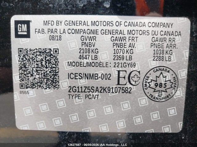 Chevrolet Impala 2019 2G11Z5SA2K9107582 Image 9
