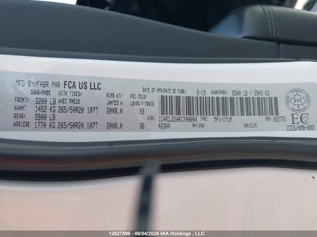 Dodge DURANGO GT 2019 1C4RDJDG0KC708064 Image 9