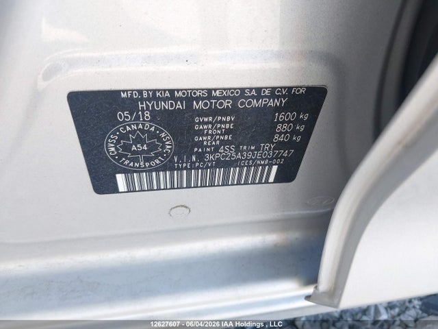 2018 Hyundai Accent Gl მანქანა იყიდება აუქციონზე, vin: 3KPC25A39JE037747, აუქციონის ნომერი: 12627607