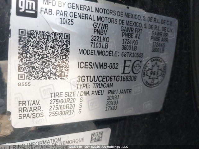 Продажа на аукционе авто 2026 Gmc Sierra 1500 , Short Bed, Elevation, 4wd, vin: 3GTUUCED6TG168308, номер лота: 12627610