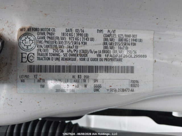 Продажа на аукционе авто 2016 Ford Focus Se, vin: 1FADP3F26GL295689, номер лота: 12627624