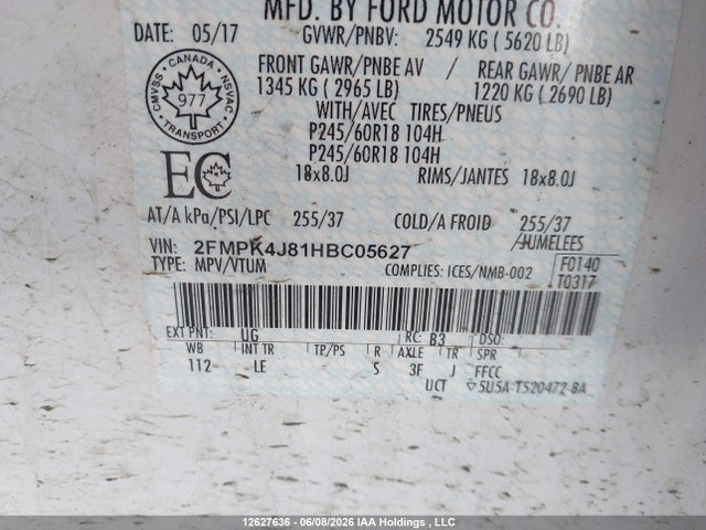 Ford EDGE SEL 2017 2FMPK4J81HBC05627 Image 16
