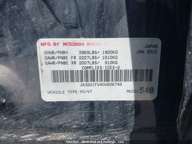 Продажа на аукционе авто 2012 Mitsubishi Lancer De, vin: JA32U1FU4CU606748, номер лота: 12627637