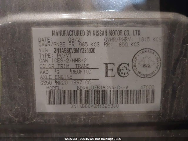 12627641 :رقم المزاد ، 3N1AB8CV9MY325930 vin ، 2021 Nissan Sentra Sv مزاد بيع