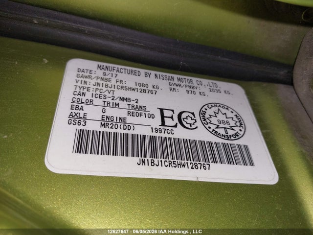 12627647 :رقم المزاد ، JN1BJ1CR5HW128767 vin ، 2017 Nissan Qashqai S/sl/sv مزاد بيع