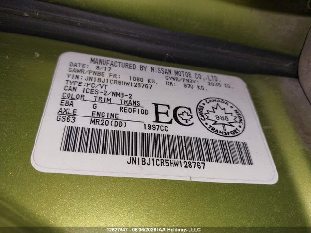 12627647 :رقم المزاد ، JN1BJ1CR5HW128767 vin ، 2017 Nissan Qashqai S/sl/sv مزاد بيع