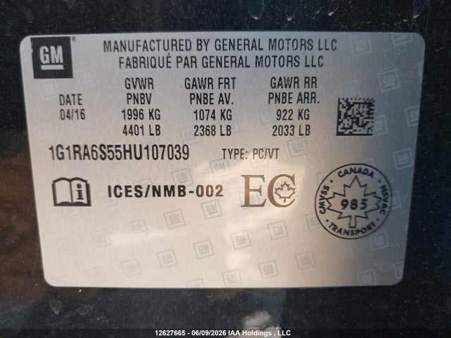 Chevrolet VOLT LT 2017 1G1RA6S55HU107039 Image 9