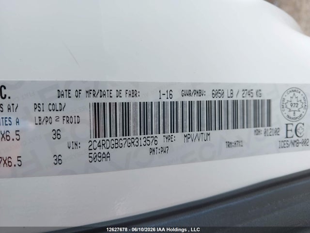 Dodge Grand Caravan Se/sxt 2016 2C4RDGBG7GR313576 Image 9