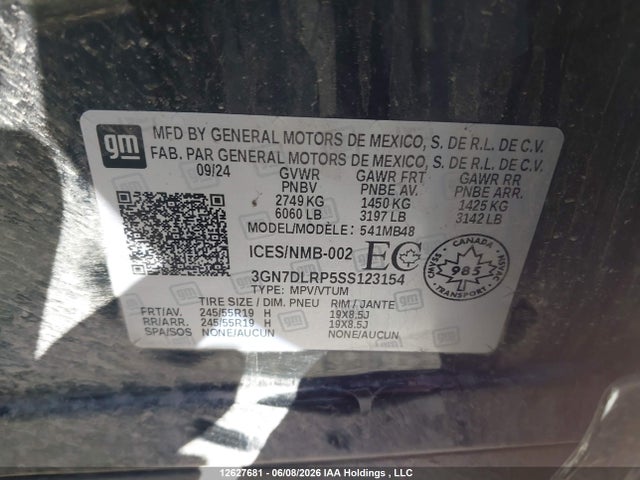 Aukcja sprzedaży 2025 Chevrolet Equinox Ev Lt, vin: 3GN7DLRP5SS123154, numer aukcji: 12627681