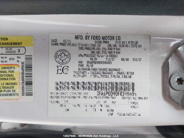 Ford Fusion Titanium 2015 3FA6P0D90FR240405 Image 9