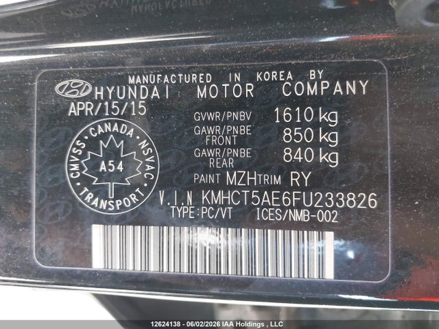 Продажа на аукционе авто 2015 Hyundai Accent Gl, vin: KMHCT5AE6FU233826, номер лота: 12624138