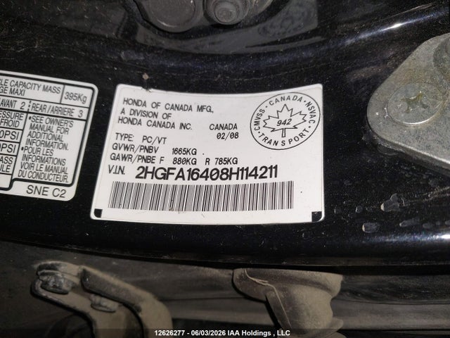 Продаж на аукціоні авто 2008 Honda Civic Dx-g, vin: 2HGFA16408H114211, номер лоту: 12626277