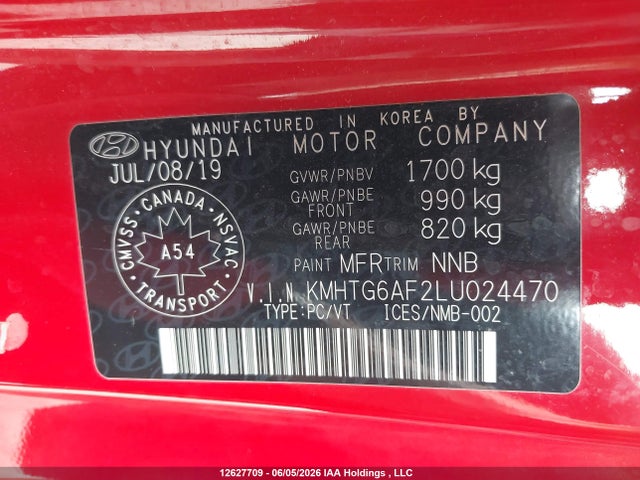 Продажа на аукционе авто 2020 Hyundai Veloster Premium, vin: KMHTG6AF2LU024470, номер лота: 12627709